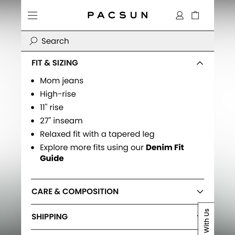 PAC SUN Black Mom Jean Size 24 - Picture 4 of 9